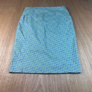Nanette Lepore Pencil Skirt Size 4 Blue Green Geometric Lined Back Zip